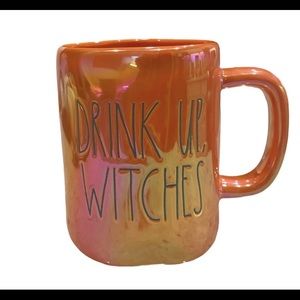 Metallic orange drink up witches rae dunn mug